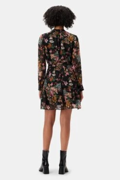 Malta Viscose Chiffon Long Sleeve Dress - Rosalind Floral Black -AGOLDE || CITIZENS OF HUMANITY Sales 10294 LS Malta Chiffon Rosalind Black 3