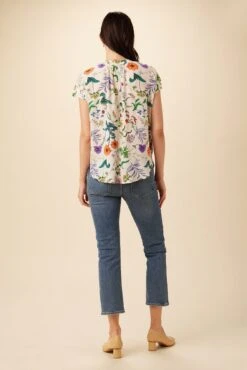 Renata Washable Silk Blouse - Stella Floral White -AGOLDE || CITIZENS OF HUMANITY Sales 1068 Renata Stella White 3