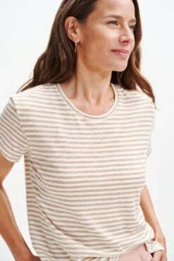 Leif Reverie Slub Tee - Soleil Stripe Tan -AGOLDE || CITIZENS OF HUMANITY Sales 1335 Leif Soliel Stripe Tan Ivory 1271 web e3f86b14 b59c 4174 becc c9475e5450ab