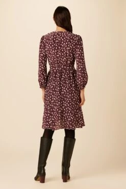 Elma Washable Silk Dress - Pebble Dot Plum -AGOLDE || CITIZENS OF HUMANITY Sales 19 9555 Elma Plum Ivory 3