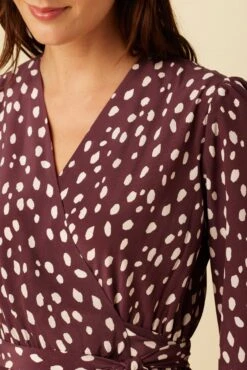 Elma Washable Silk Dress - Pebble Dot Plum -AGOLDE || CITIZENS OF HUMANITY Sales 19 9555 Elma Plum Ivory 4