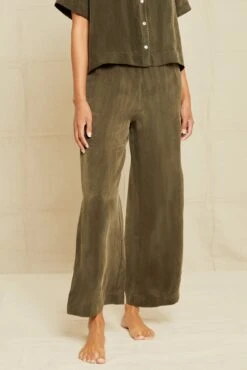 Mabel Cottonseed Cupro Pajama Pants - Olive