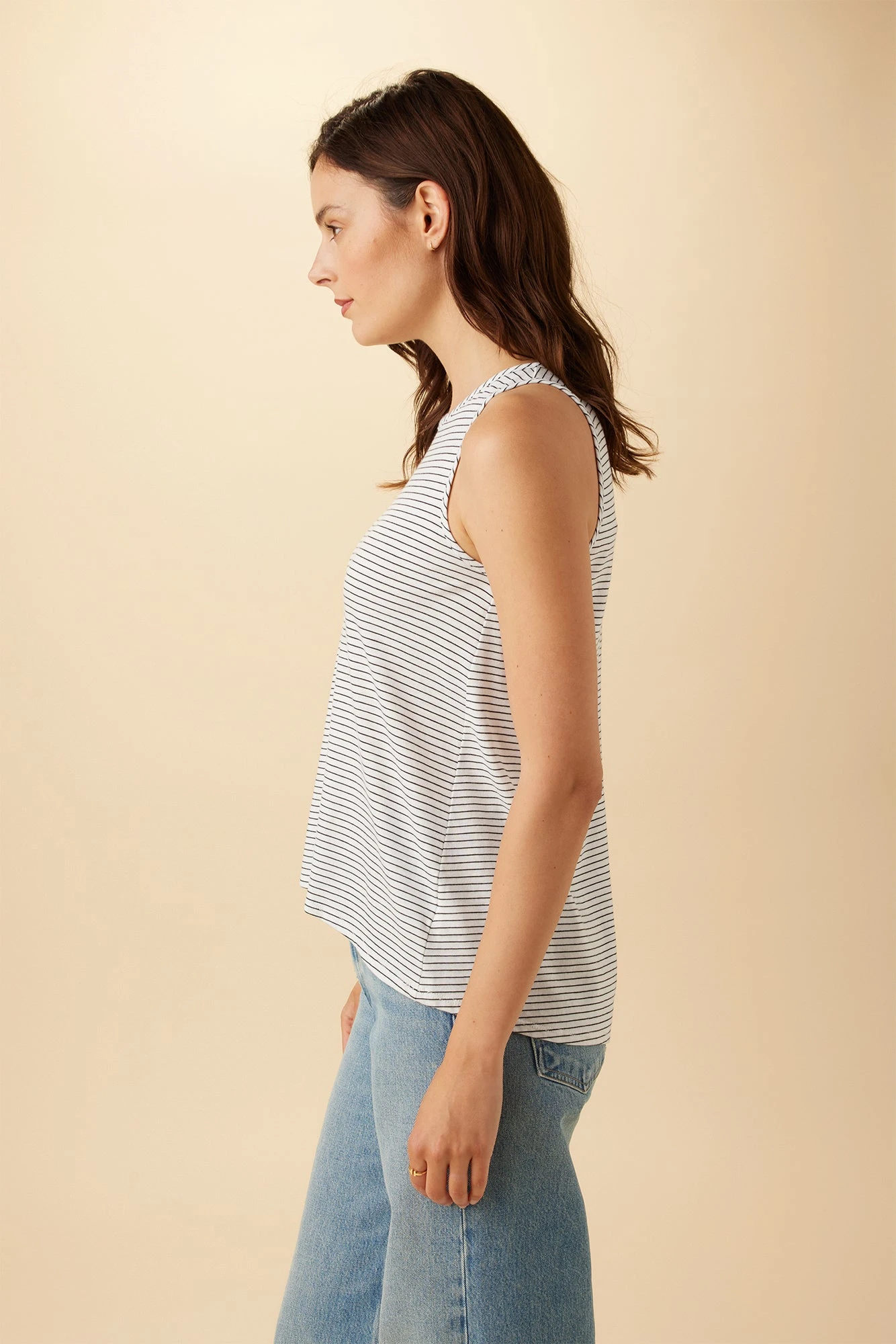 Sadie Tencel Slub Tank - Gigi White Stripe 4 Sadie Tencel Slub Tank - Gigi White Stripe - Image 2