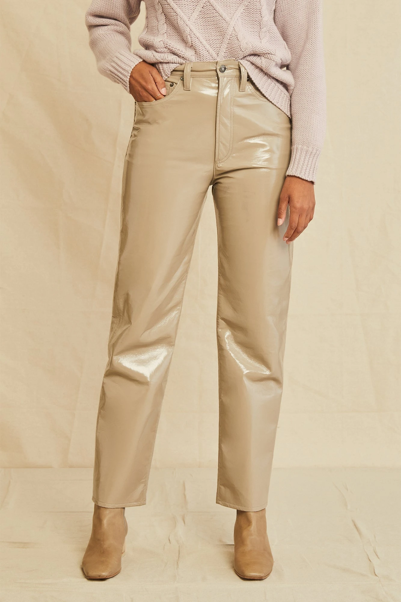 AGOLDE Recycled Leather 90s Pinch Waist Jean - Quail Patent 3 AGOLDE Recycled Leather 90s Pinch Waist Jean - Quail Patent