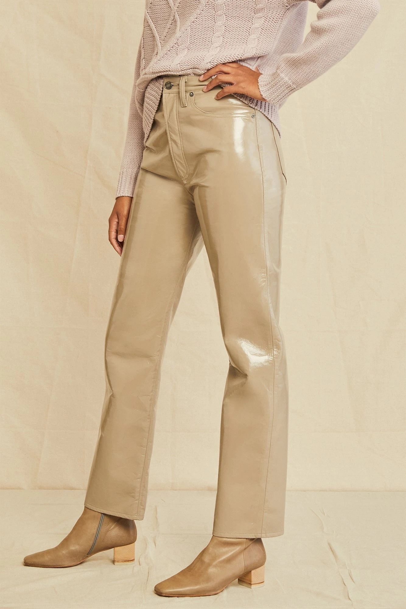 AGOLDE Recycled Leather 90s Pinch Waist Jean - Quail Patent 4 AGOLDE Recycled Leather 90s Pinch Waist Jean - Quail Patent - Image 2