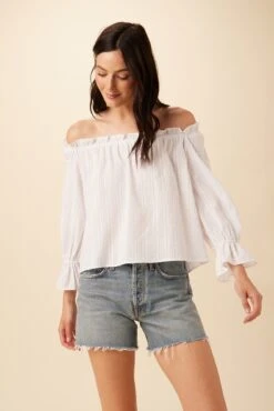 Valerie Off-Shoulder Cotton Blouse - White