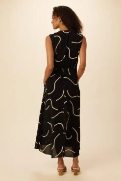 Olive Viscose Crepe Dress - Waves -AGOLDE || CITIZENS OF HUMANITY Sales 7540 Olive Crepe Waves 3