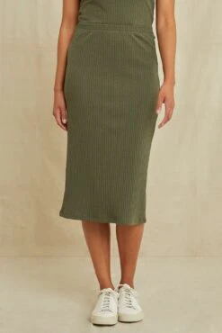 Sloane Pointelle Rib Skirt - Calla Green