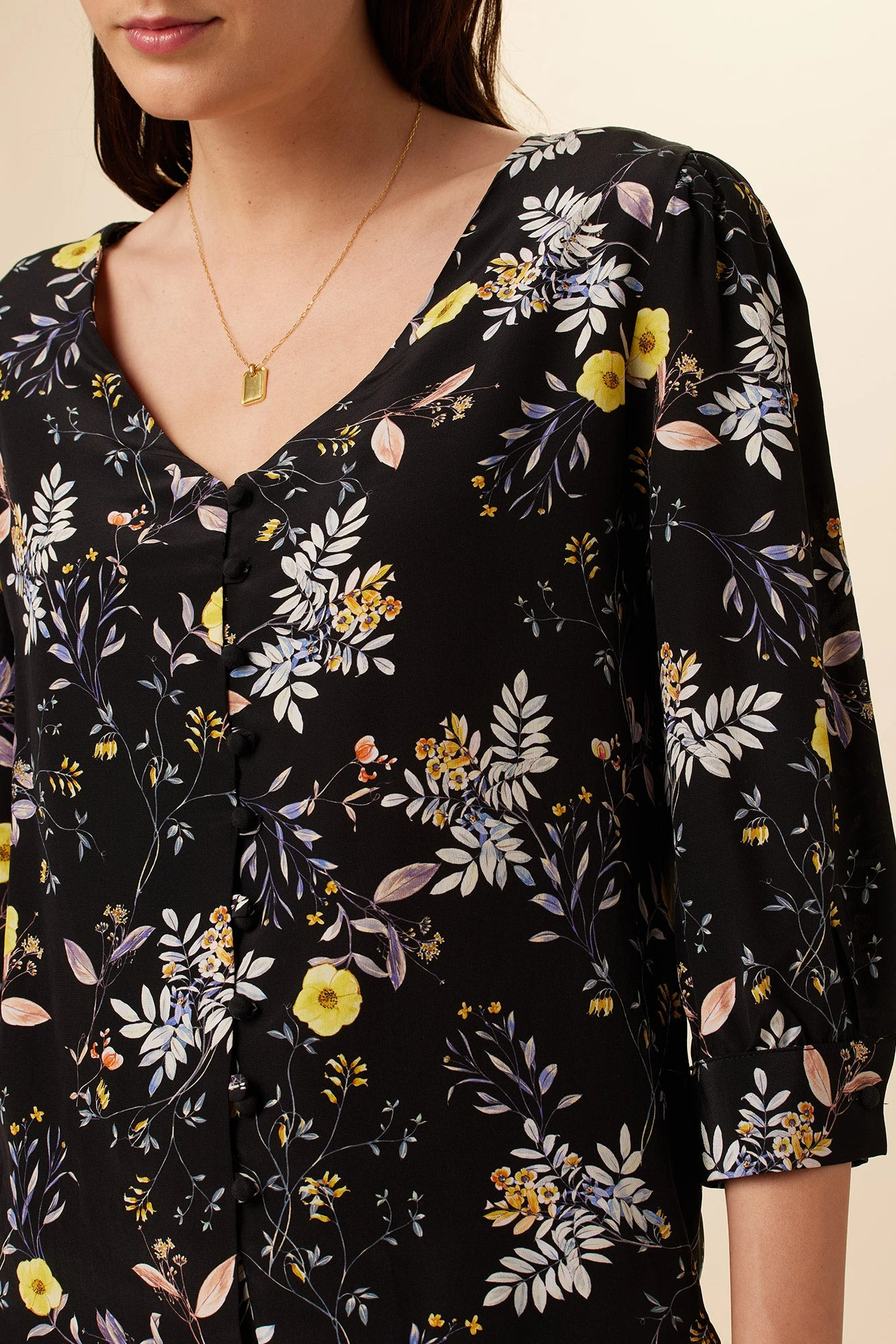 Heidi Washable Silk Blouse - French Jardin Black 6 Heidi Washable Silk Blouse - French Jardin Black - Image 4