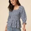 Berenice Reverie Knit Blouse - Calico Navy -AGOLDE || CITIZENS OF HUMANITY Sales 7920 Berenice Calico Navy 1