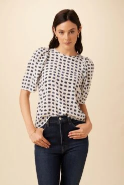 Sylvia Washable Silk Blouse - Squared Up White