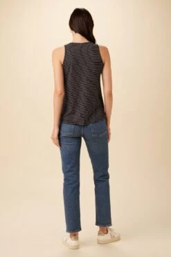 Sadie Tencel Slub Tank - Gigi Black Stripe -AGOLDE || CITIZENS OF HUMANITY Sales 7951 Sadie Gigi Stripe Black 3
