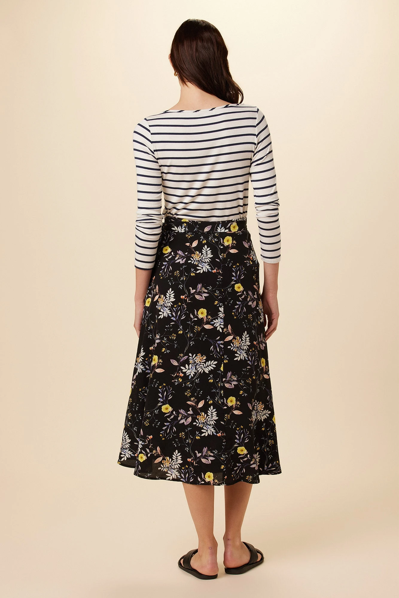 Blaze Washable Silk Wrap Skirt - French Jardin Black 5 Blaze Washable Silk Wrap Skirt - French Jardin Black - Image 3