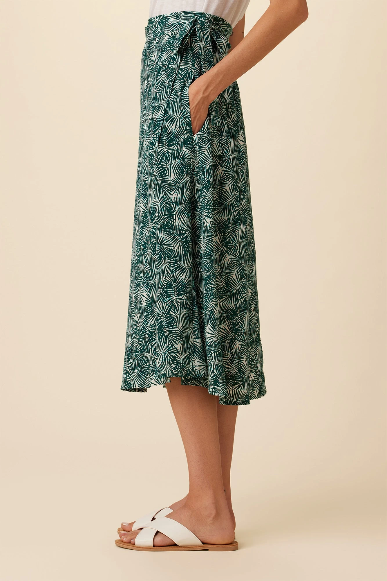 Blaze Washable Silk Wrap Skirt - Green Palm 5 Blaze Washable Silk Wrap Skirt - Green Palm - Image 3