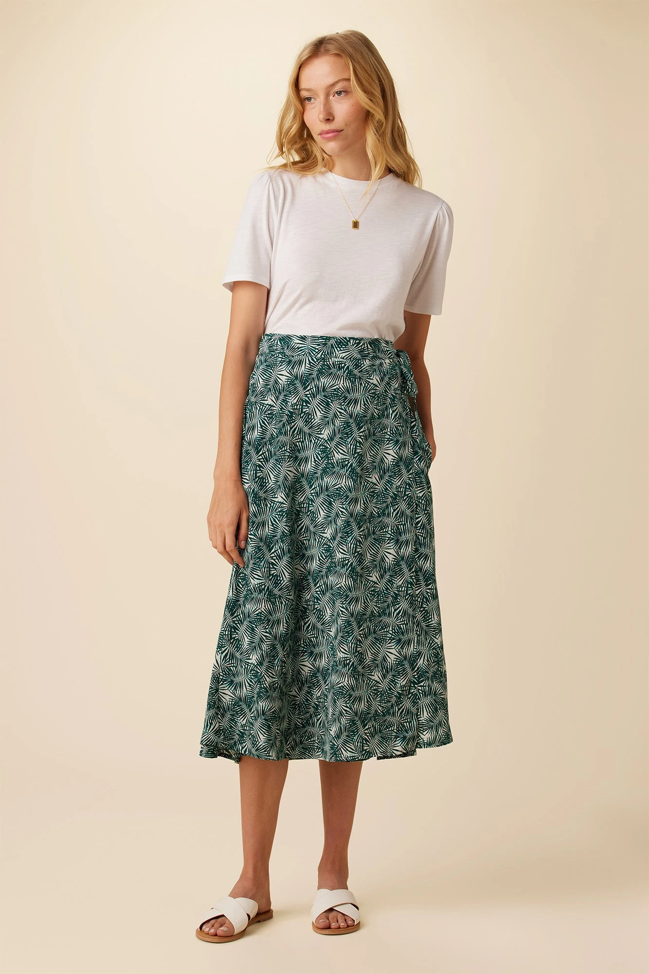 Blaze Washable Silk Wrap Skirt - Green Palm 4 Blaze Washable Silk Wrap Skirt - Green Palm - Image 2