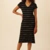 Miley Dream Knit Dress - Havana Stripe Black -AGOLDE || CITIZENS OF HUMANITY Sales 8322 Miley Black Havana Stripe 1