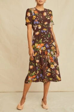 Aubrey Washable Silk Dress - Palermo Print