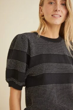 Liza Sweater Tee - Black Texture Stripe -AGOLDE || CITIZENS OF HUMANITY Sales 9666 Liza Black Texture Stripe 2241 web 837c0400 21cf 47d2 95fc 11e1107874c4