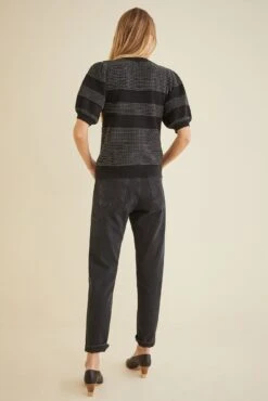 Liza Sweater Tee - Black Texture Stripe -AGOLDE || CITIZENS OF HUMANITY Sales 9666 Liza Black Texture Stripe 2267 web e30e8cd4 4de1 4c12 bcb5 369fc9e04142