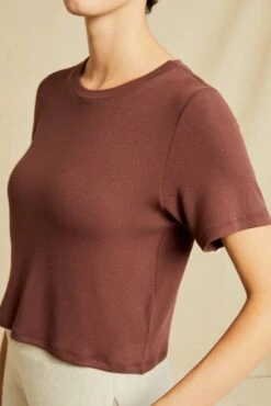 Tara Dream Rib Cropped Tee - Mocha