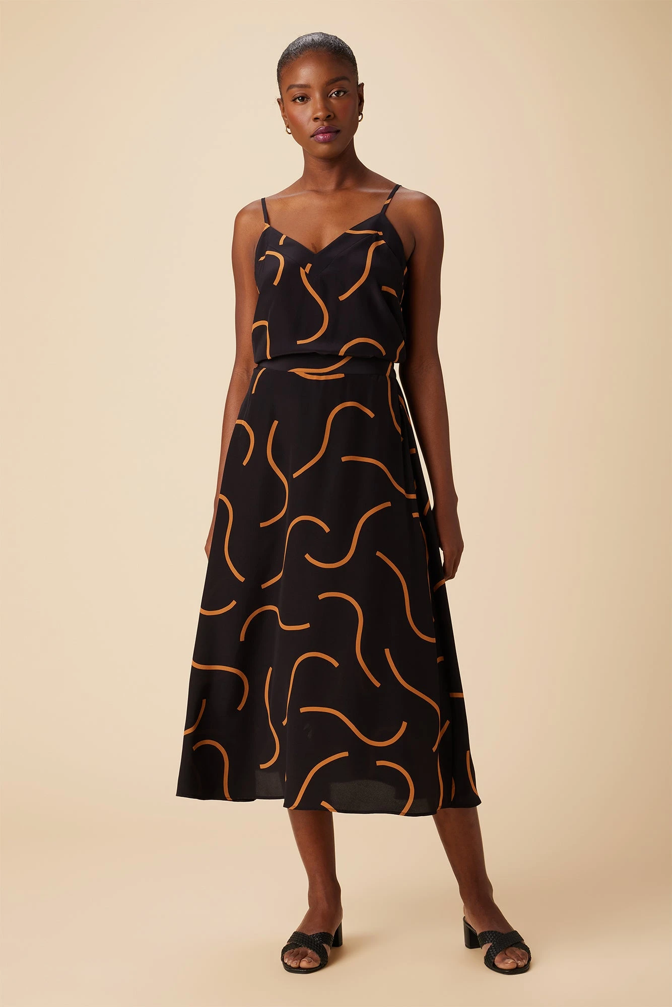 Blaze Washable Silk Skirt - Waves Caramel 4 Blaze Washable Silk Skirt - Waves Caramel - Image 2