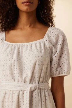 Michelle Cotton Eyelet Dress - White -AGOLDE || CITIZENS OF HUMANITY Sales 9987 Michelle Eyelet White 4