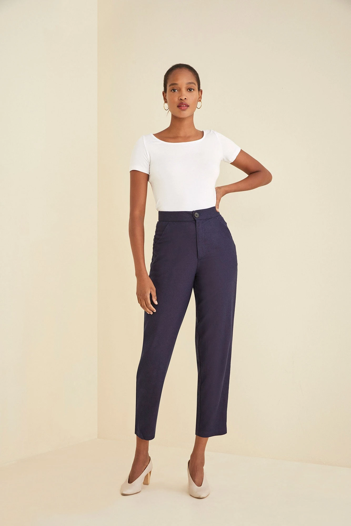 Dava Silk Noil Pants - Navy - ReAmour 3 Dava Silk Noil Pants - Navy - ReAmour