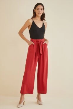 Eldora Wide Leg Pants - Red