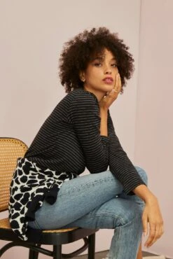 Marley Long Sleeve Tee - Nissi Stripe Black